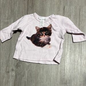 4/$30 H&M Pink Cat Print Kids Shirt 2-4M